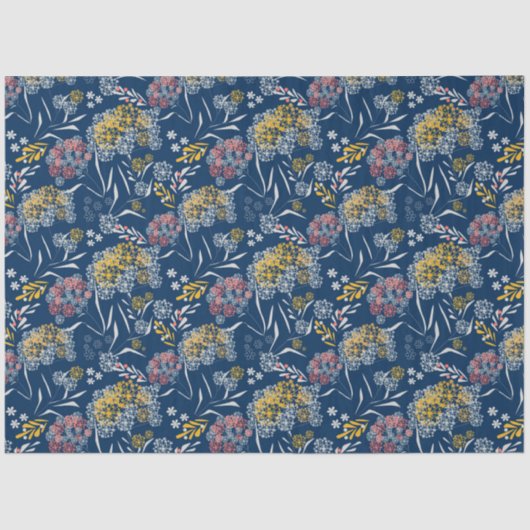 Naadloze kleine bloemen floreel patroon navy vi tissuepapier (Voorkant)