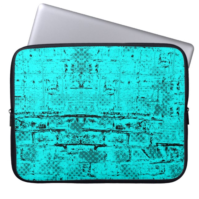 Naadloze kleur grijpturquoise. Halftone elementen Laptop Sleeve (Voorkant)