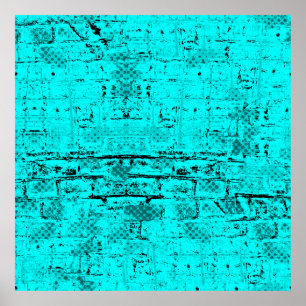 Naadloze kleur grijpturquoise. Halftone elementen Poster