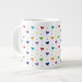 Naadloze kleurenballon voor patroonkleurig hart grote koffiekop