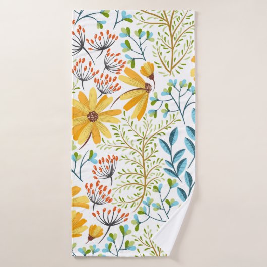 Naadloze kleurige florale achtergrondpatroon. badhanddoek (Badhanddoek)