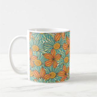 Naadloze kleurige florale vormgeving koffiemok
