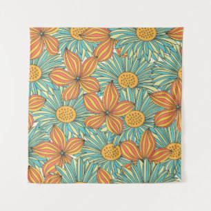 Naadloze kleurige florale vormgeving wandkleed