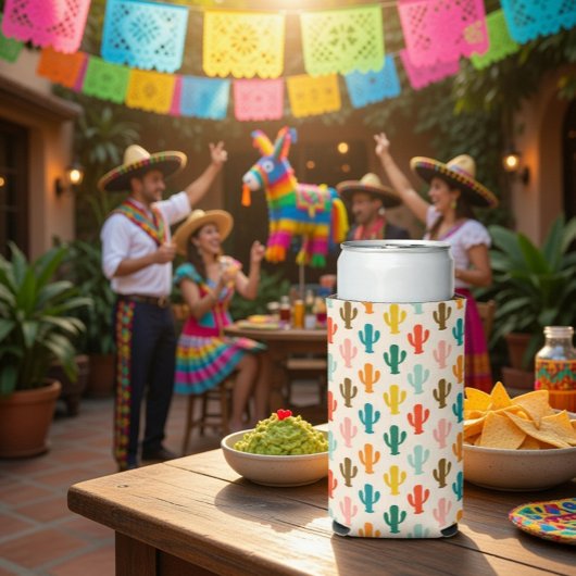 Naadloze Kleurrijke Cactus Blikje Koeler