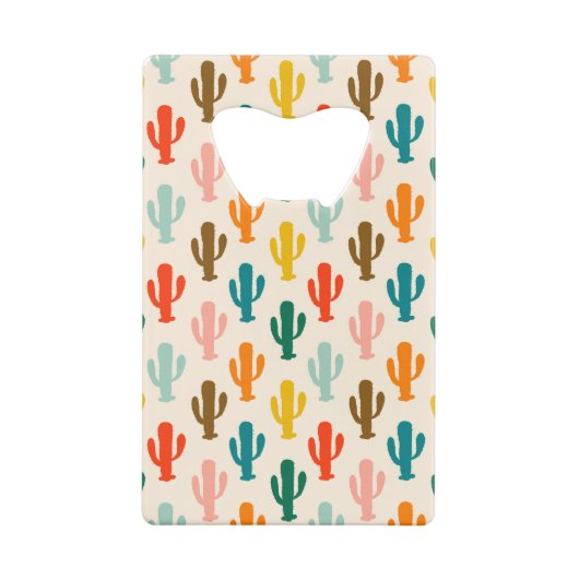 Naadloze kleurrijke cactussen creditkaart flessenopener (Achterkant)