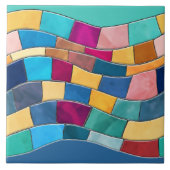 Naadloze Kleurrijke Mozaïekgolf Tegeltje (Voorkant)