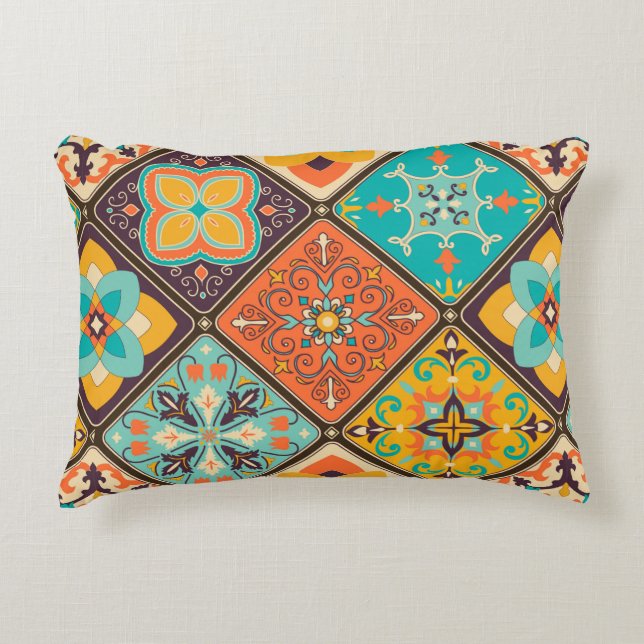 Naadloze kleurrijke patchwork-tegel met de islam,  accent kussen (Voorkant)