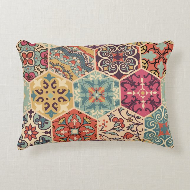 Naadloze kleurrijke patchwork-tegel met de islam,  accent kussen (Voorkant)