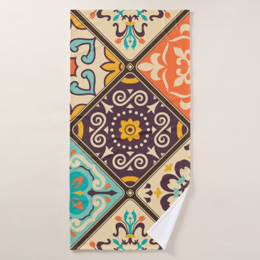 Naadloze kleurrijke patchwork-tegel met de islam, badhanddoek (Badhanddoek)