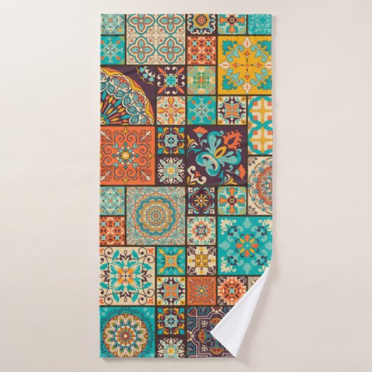 Naadloze kleurrijke patchwork-tegel met de islam, badhanddoek (Badhanddoek)
