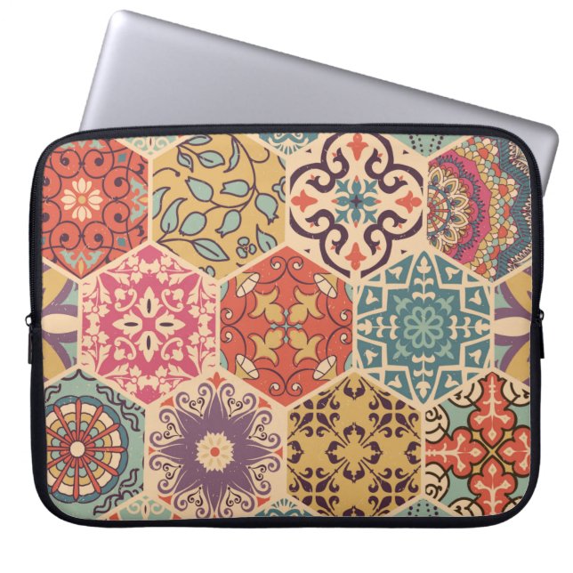 Naadloze kleurrijke patchwork-tegel met de islam,  laptop sleeve (Voorkant)