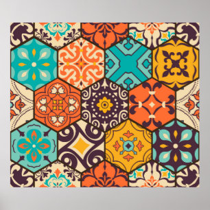 Naadloze kleurrijke patchwork-tegel met de islam,  poster
