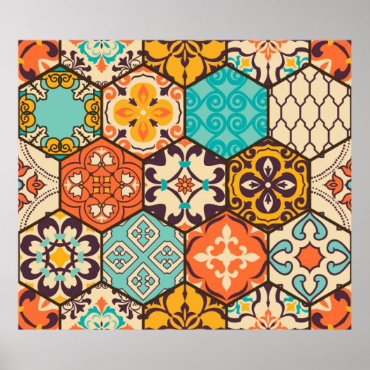Naadloze kleurrijke patchwork-tegel met de islam, poster (Voorkant)