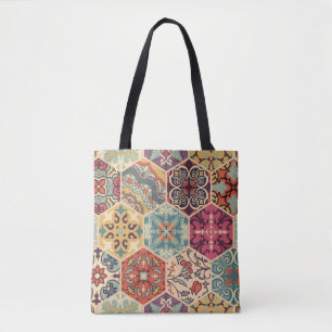 Naadloze kleurrijke patchwork-tegel met de islam, tote bag