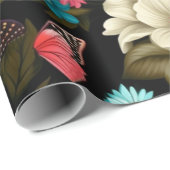 Naadloze Kleurrijke Vlinder en Bloemen Cadeaupapier (Rol Hoek)