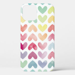 Naadloze kleurrijke waterverf beschilderd hartenpa Case-Mate iPhone case