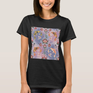 Naadloze Koi Karper Patroon in Volks Kunststijl –  T-shirt