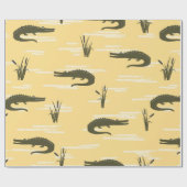 Naadloze krokodillen patroon.  gele ruggr. cadeaupapier (Vlak)