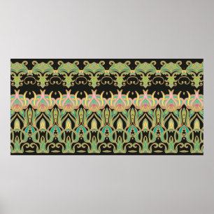 Naadloze kunstversiering in Art Nouveau-stijl Poster