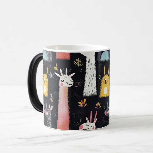 Naadloze Lama Patroon Leuk Ontwerp voor Dagelijks Magische Mok (Voorkant links)