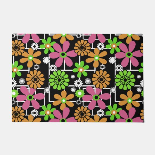 Naadloze leuke kinder florale design leuke cartoon deurmat (Voorkant)