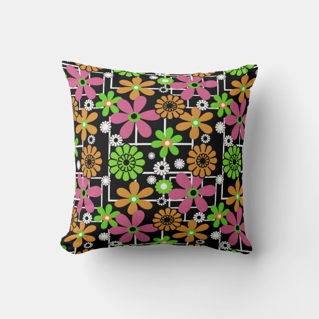 Naadloze leuke kinder florale design leuke cartoon kussen (Voorkant)