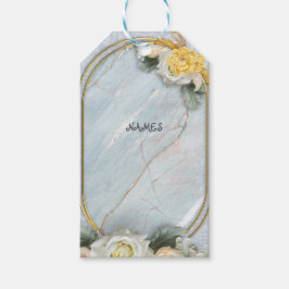 Naadloze Lichtblauwe, Roze & Witte Mandala's Cadeaulabel