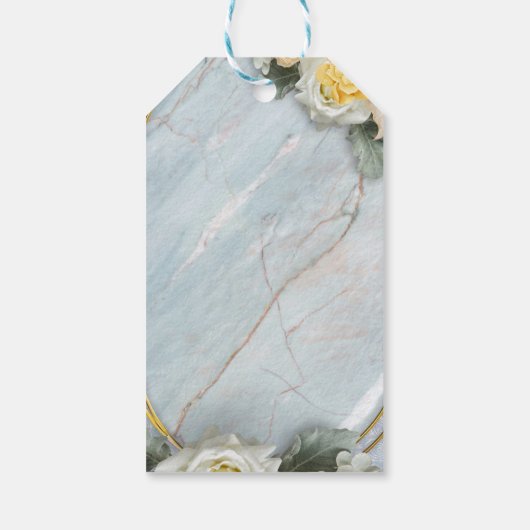 Naadloze Lichtblauwe, Roze & Witte Mandala's Cadeaulabel (Achterkant)