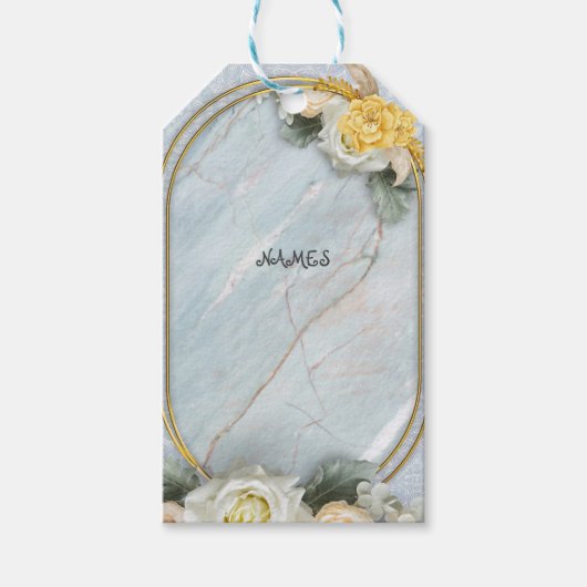 Naadloze Lichtblauwe, Roze & Witte Mandala's Cadeaulabel (Voorkant)