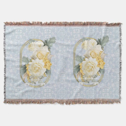 Naadloze Lichtblauwe, Roze & Witte Mandala's Deken (Voorkant)