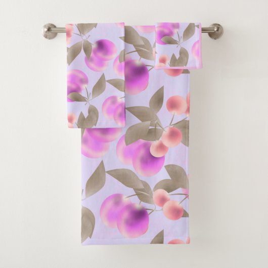 Naadloze lichte pruimen paarse bessen kersen p bad handdoek (Insitu)