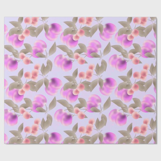 Naadloze lichte pruimen paarse bessen kersen p cadeaupapier (Vlak)