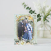 Naadloze lichtgroene, gele & witte mandala's aankondigingskaart (Staand voorkant)