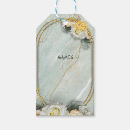 Naadloze lichtgroene, gele & witte mandala's cadeaulabel