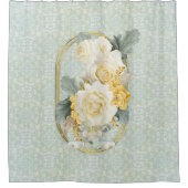 Naadloze lichtgroene, gele & witte mandala's douchegordijn (Voorkant)