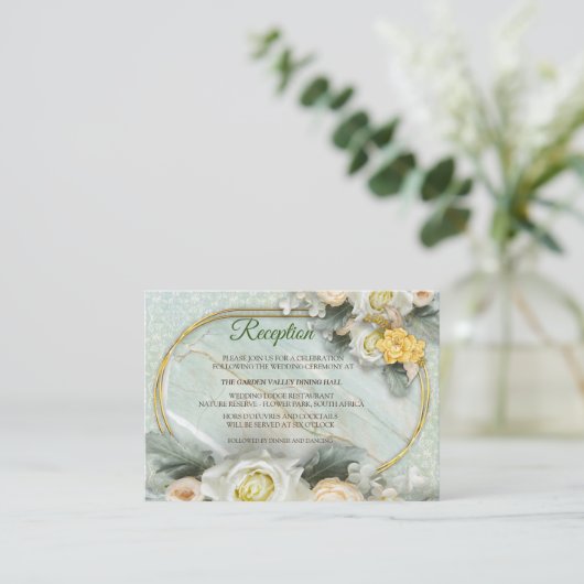 Naadloze lichtgroene, gele & witte mandala's informatiekaartje (Staand voorkant)