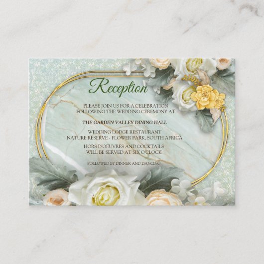 Naadloze lichtgroene, gele & witte mandala's informatiekaartje (Voorkant)