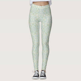 Naadloze lichtgroene, gele & witte mandala's leggings