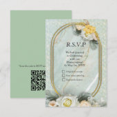 Naadloze lichtgroene, gele & witte mandala's RSVP kaartje (Voorkant / Achterkant)