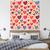 Naadloze Liefde Hart Patroon Kunst Canvas Afdruk (Insitu (Slaapkamer))