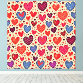 Naadloze Liefde Hart Patroon Kunst Canvas Afdruk (Insitu (Houten vloer))
