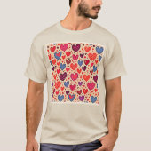 Naadloze Liefde Hart Patroon Kunst T-shirt (Voorkant)