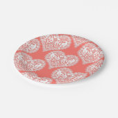 Naadloze liefde Valentijnsdag witte lacy hartslag Papieren Bordje (Gekanteld)