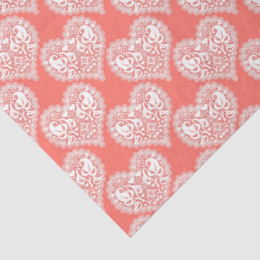 Naadloze liefde Valentijnsdag witte lacy hartslag Tissuepapier (Detail)