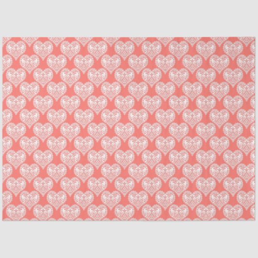 Naadloze liefde Valentijnsdag witte lacy hartslag Tissuepapier (Voorkant)