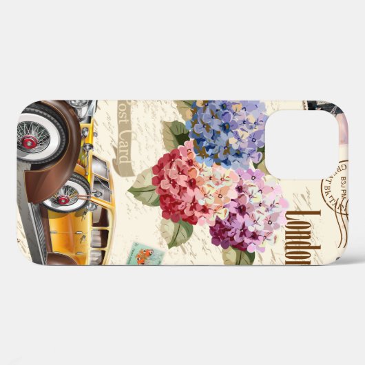 Naadloze Londense  achtergrond met retrocar, Case-Mate iPhone Case (Achterkant (horizontaal))