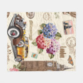 Naadloze Londense achtergrond met retrocar, Fleece Deken (Voorkant (Horizontaal))