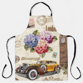 Naadloze Londense  achtergrond met retrocar, Schort (Voorkant)