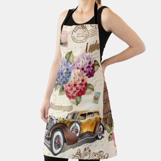 Naadloze Londense achtergrond met retrocar, Schort (Insitu)