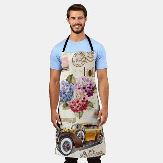 Naadloze Londense achtergrond met retrocar, Schort (Gedragen)
